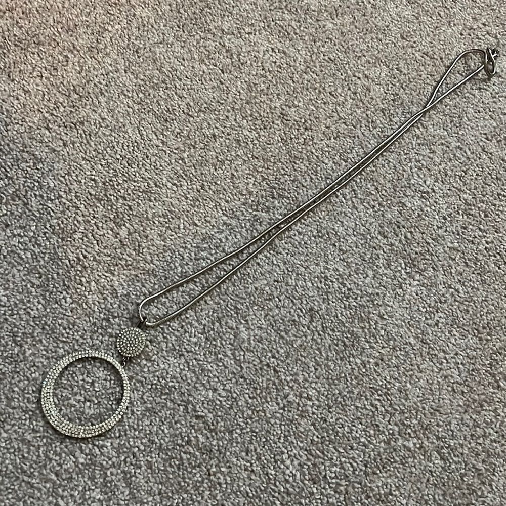 Sarah Coventry Long Silver Statement necklace